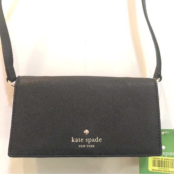 ♠️ Kate Spade Black Leather Crossbody iPhone Case (NWT!) - Picture 8 of 11